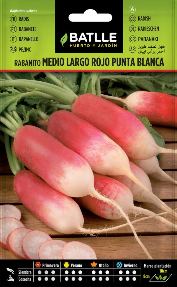 Semillas Rabanito Medio Largo Rojo Punta Blanca